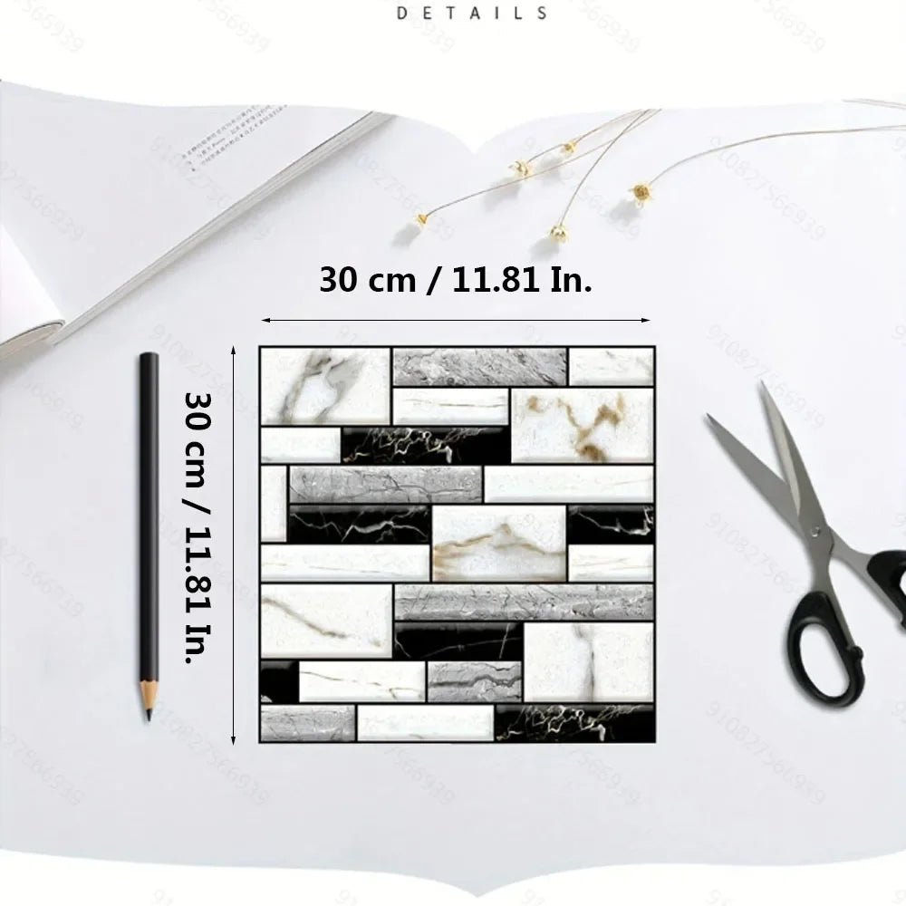 10 Pcs Self Adhesive Tile Wall Sticker Home Decor 3d Pvc Sticker Covers For Kitchen Cupboard Bathroom Waterproof Wallpaper