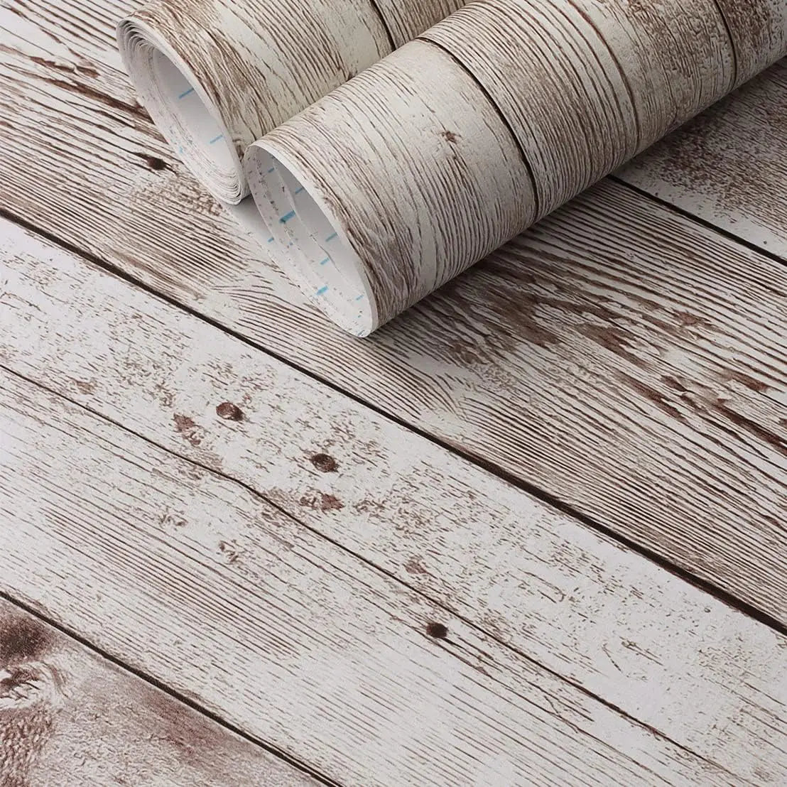 45cm Wallpaper PVC Wall Stickers Self-adhesive Big Roll DIY Waterproof Aged Wood Grain Furniture Home Decoration