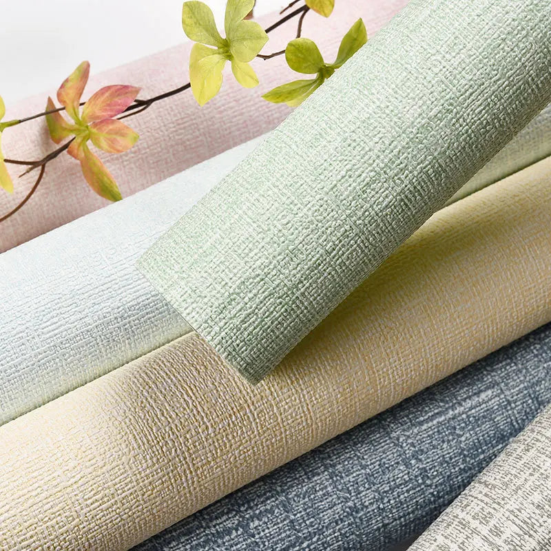 50cmX2.8M/10m Linen 3D Foam Self-adhesive Solid Color PVC Thickened Waterproof Background Wall Renovation Wallpaper Wall Sticker