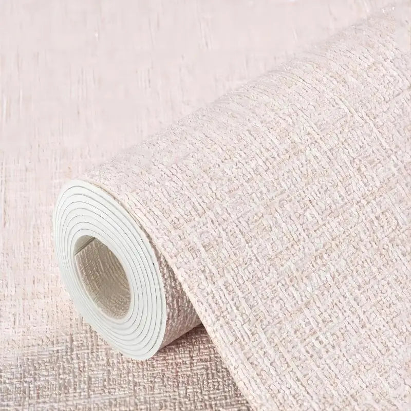 50cmX2.8M/10m Linen 3D Foam Self-adhesive Solid Color PVC Thickened Waterproof Background Wall Renovation Wallpaper Wall Sticker