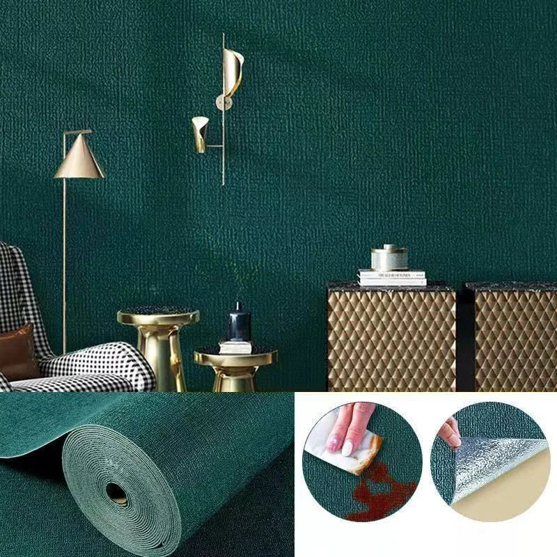 50cmX2.8M/10m Linen 3D Foam Self-adhesive Solid Color PVC Thickened Waterproof Background Wall Renovation Wallpaper Wall Sticker