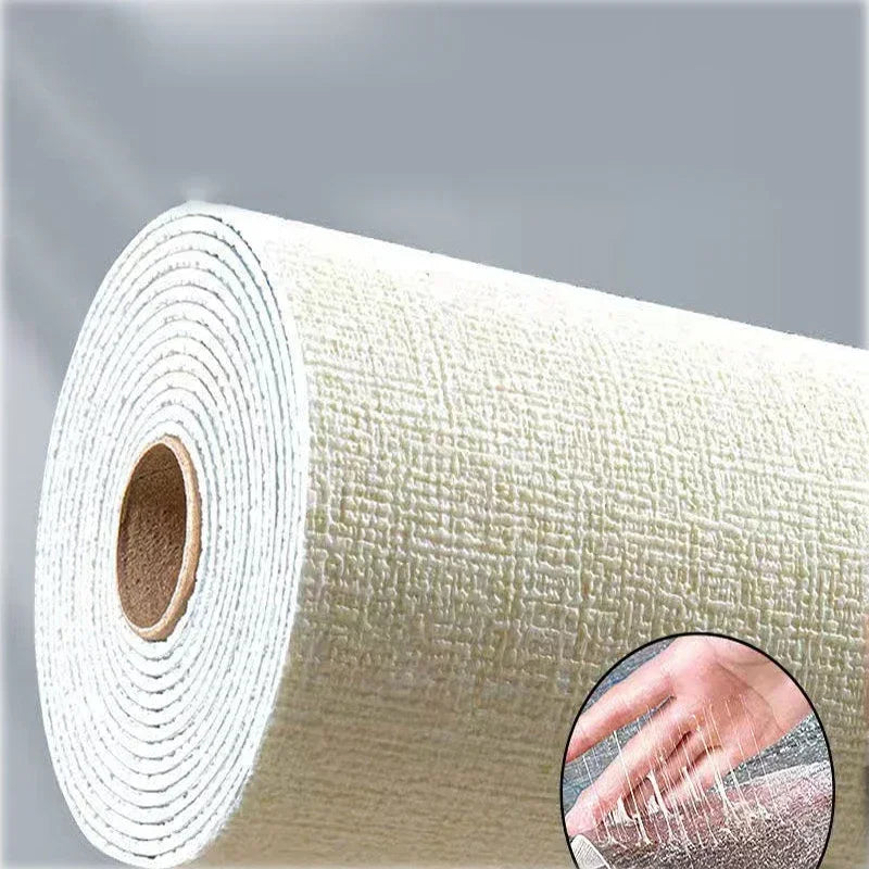 50cmX2.8M/10m Linen 3D Foam Self-adhesive Solid Color PVC Thickened Waterproof Background Wall Renovation Wallpaper Wall Sticker