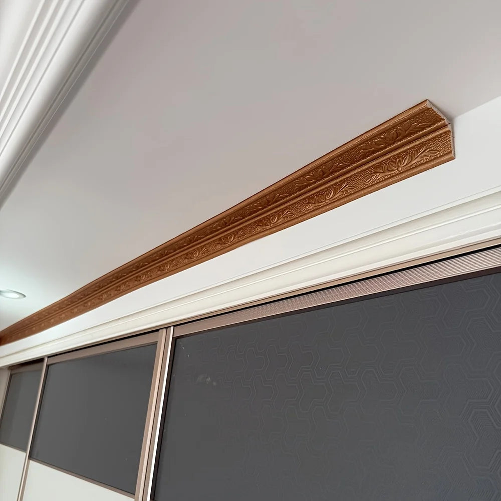 Self adhesive peeled off Wallpaper 3D Carving ceiling decorative strip wall skirting line home decoration wall sticker